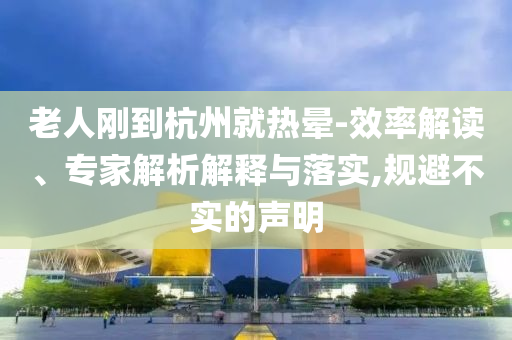 老人剛到杭州就熱暈-效率解讀、專家解析解釋與落實,規避不實的聲明