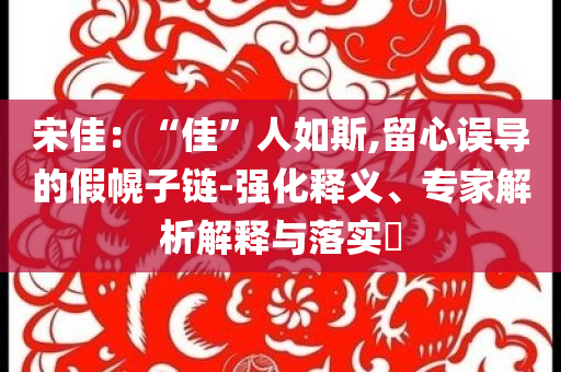 宋佳：“佳”人如斯,留心誤導的假幌子鏈-強化釋義、專家解析解釋與落實?