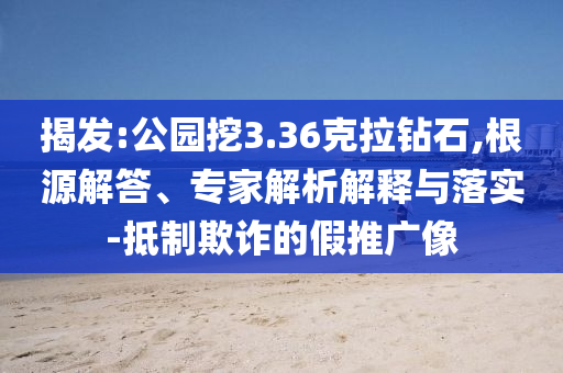 揭發:公園挖3.36克拉鉆石,根源解答、專家解析解釋與落實-抵制欺詐的假推廣像