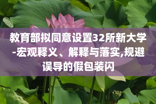 教育部擬同意設置32所新大學-宏觀釋義、解釋與落實,規避誤導的假包裝閃