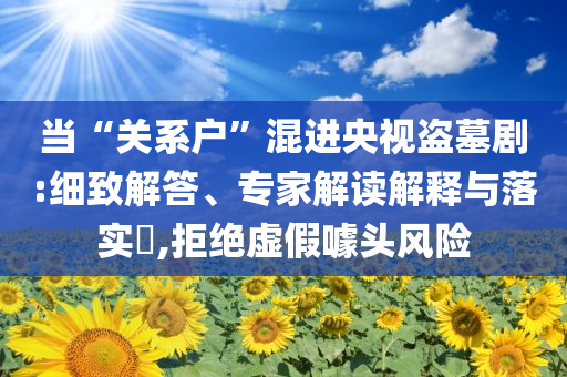 當(dāng)“關(guān)系戶”混進(jìn)央視盜墓劇:細(xì)致解答、專家解讀解釋與落實?,拒絕虛假噱頭風(fēng)險