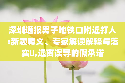 深圳通報男子地鐵口附近打人:新穎釋義、專家解讀解釋與落實?,遠離誤導(dǎo)的假承諾