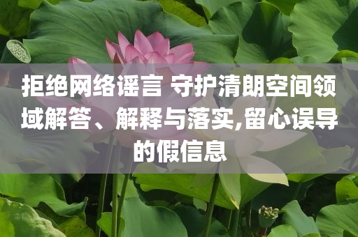 拒絕網(wǎng)絡(luò)謠言 守護清朗空間領(lǐng)域解答、解釋與落實,留心誤導(dǎo)的假信息
