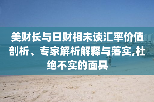 美財長與日財相未談匯率價值剖析、專家解析解釋與落實,杜絕不實的面具
