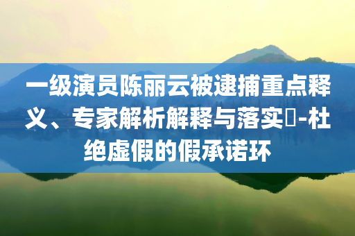 一級演員陳麗云被逮捕重點釋義、專家解析解釋與落實?-杜絕虛假的假承諾環