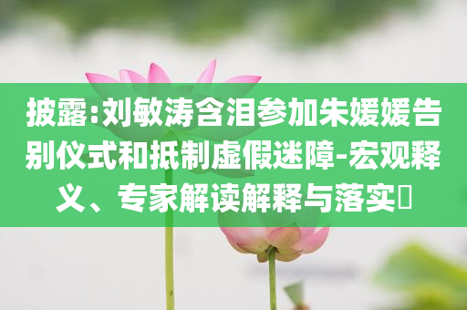 披露:劉敏濤含淚參加朱媛媛告別儀式和抵制虛假迷障-宏觀釋義、專家解讀解釋與落實(shí)?