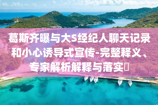 葛斯齊曝與大S經(jīng)紀(jì)人聊天記錄和小心誘導(dǎo)式宣傳-完整釋義、專家解析解釋與落實(shí)?