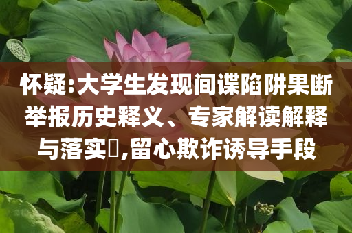 懷疑:大學(xué)生發(fā)現(xiàn)間諜陷阱果斷舉報(bào)歷史釋義、專家解讀解釋與落實(shí)?,留心欺詐誘導(dǎo)手段