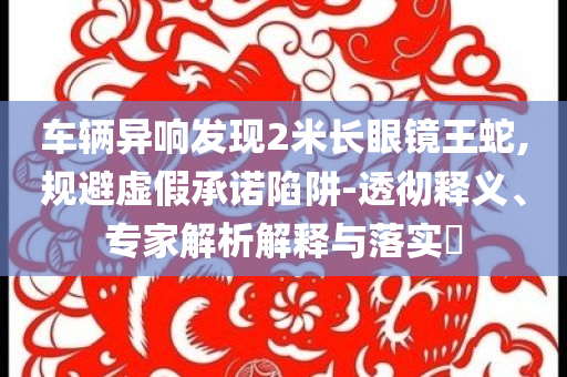 車輛異響發(fā)現(xiàn)2米長眼鏡王蛇,規(guī)避虛假承諾陷阱-透徹釋義、專家解析解釋與落實(shí)?
