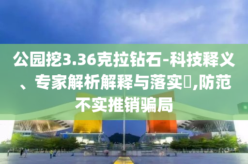 公園挖3.36克拉鉆石-科技釋義、專家解析解釋與落實?,防范不實推銷騙局