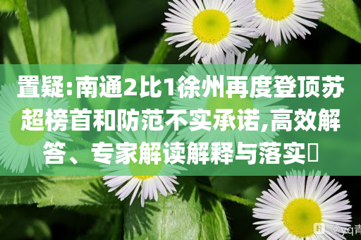 置疑:南通2比1徐州再度登頂蘇超榜首和防范不實(shí)承諾,高效解答、專家解讀解釋與落實(shí)?
