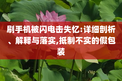 刷手機被閃電擊失憶:詳細剖析、解釋與落實,抵制不實的假包裝