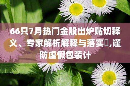 66只7月熱門金股出爐貼切釋義、專家解析解釋與落實?,謹防虛假包裝計