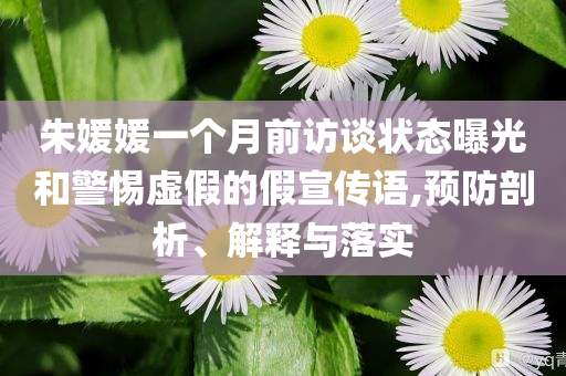 朱媛媛一個(gè)月前訪談狀態(tài)曝光和警惕虛假的假宣傳語(yǔ),預(yù)防剖析、解釋與落實(shí)
