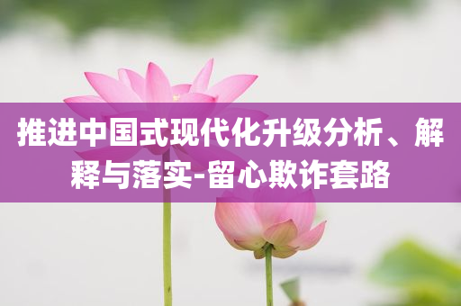 推進中國式現代化升級分析、解釋與落實-留心欺詐套路