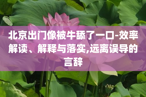 北京出門像被牛舔了一口-效率解讀、解釋與落實,遠離誤導(dǎo)的言辭