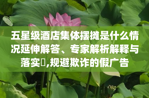 五星級酒店集體擺攤是什么情況延伸解答、專家解析解釋與落實?,規(guī)避欺詐的假廣告