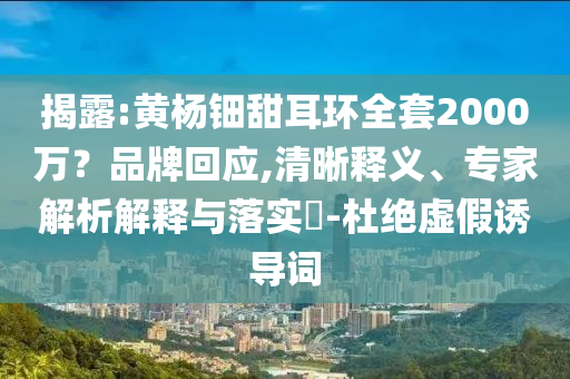 揭露:黃楊鈿甜耳環(huán)全套2000萬(wàn)？品牌回應(yīng),清晰釋義、專家解析解釋與落實(shí)?-杜絕虛假誘導(dǎo)詞