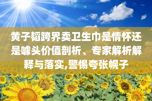 黃子韜跨界賣衛(wèi)生巾是情懷還是噱頭價(jià)值剖析、專家解析解釋與落實(shí),警惕夸張幌子