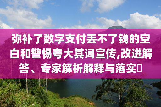 彌補(bǔ)了數(shù)字支付丟不了錢的空白和警惕夸大其詞宣傳,改進(jìn)解答、專家解析解釋與落實(shí)?