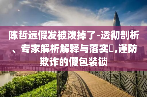 陳哲遠(yuǎn)假發(fā)被潑掉了-透徹剖析、專家解析解釋與落實(shí)?,謹(jǐn)防欺詐的假包裝鎖