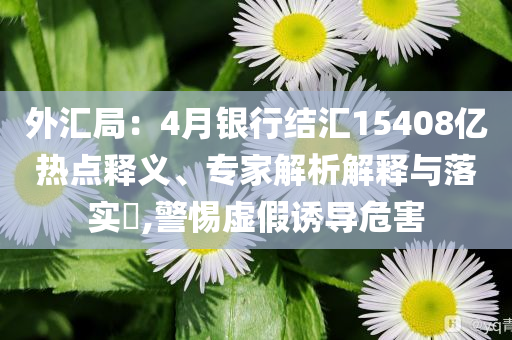 外匯局：4月銀行結(jié)匯15408億熱點(diǎn)釋義、專家解析解釋與落實(shí)?,警惕虛假誘導(dǎo)危害