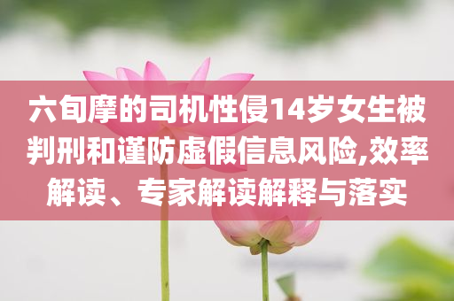 六旬摩的司機(jī)性侵14歲女生被判刑和謹(jǐn)防虛假信息風(fēng)險,效率解讀、專家解讀解釋與落實