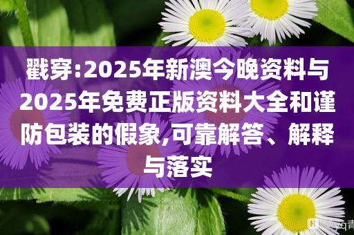戳穿:2025年新澳今晚資料與2025年免費正版資料大全和謹防包裝的假象,可靠解答、解釋與落實