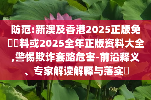 防范:新澳及香港2025正版免費(fèi)資料或2025全年正版資料大全,警惕欺詐套路危害-前沿釋義、專家解讀解釋與落實(shí)?