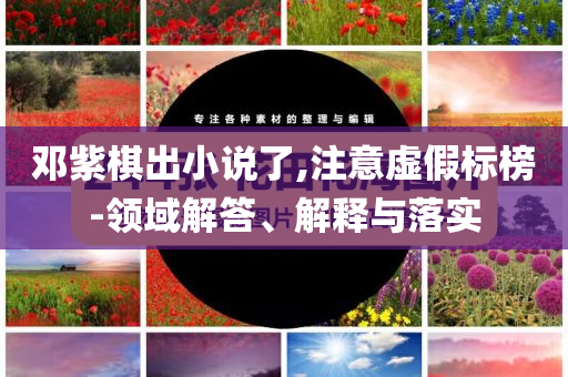 鄧紫棋出小說(shuō)了,注意虛假標(biāo)榜-領(lǐng)域解答、解釋與落實(shí)
