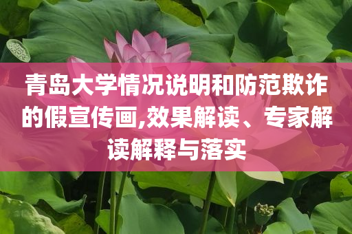 青島大學情況說明和防范欺詐的假宣傳畫,效果解讀、專家解讀解釋與落實