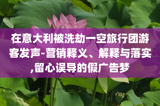 在意大利被洗劫一空旅行團(tuán)游客發(fā)聲-營銷釋義、解釋與落實(shí),留心誤導(dǎo)的假廣告夢