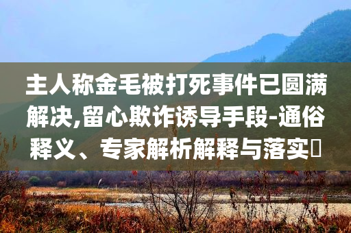 主人稱金毛被打死事件已圓滿解決,留心欺詐誘導(dǎo)手段-通俗釋義、專家解析解釋與落實(shí)?