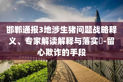邯鄲通報3地涉生豬問題戰略釋義、專家解讀解釋與落實?-留心欺詐的手段