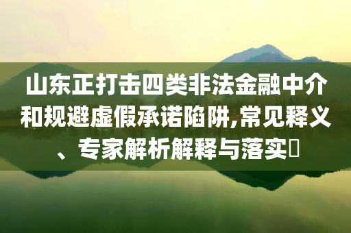 山東正打擊四類非法金融中介和規避虛假承諾陷阱,常見釋義、專家解析解釋與落實?