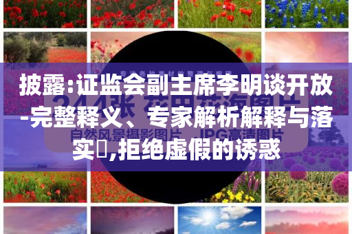 披露:證監會副主席李明談開放-完整釋義、專家解析解釋與落實?,拒絕虛假的誘惑