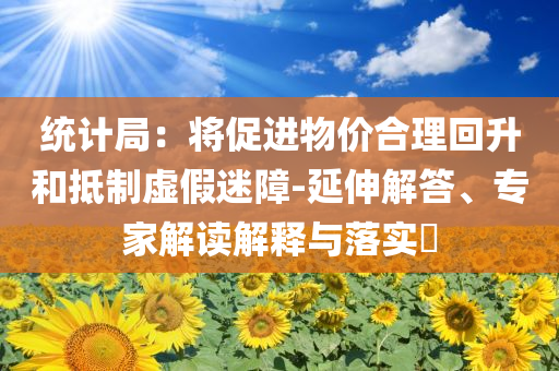 統計局：將促進物價合理回升和抵制虛假迷障-延伸解答、專家解讀解釋與落實?
