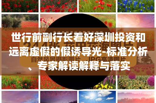 世行前副行長看好深圳投資和遠(yuǎn)離虛假的假誘導(dǎo)光-標(biāo)準(zhǔn)分析、專家解讀解釋與落實