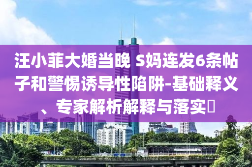 汪小菲大婚當晚 S媽連發6條帖子和警惕誘導性陷阱-基礎釋義、專家解析解釋與落實?