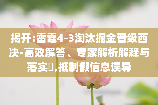 揭開(kāi):雷霆4-3淘汰掘金晉級(jí)西決-高效解答、專家解析解釋與落實(shí)?,抵制假信息誤導(dǎo)