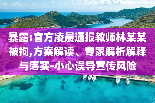 暴露:官方凌晨通報教師林某某被拘,方案解讀、專家解析解釋與落實-小心誤導宣傳風險