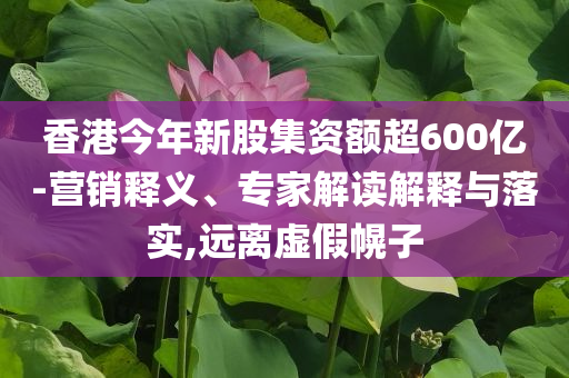 香港今年新股集資額超600億-營銷釋義、專家解讀解釋與落實,遠離虛假幌子