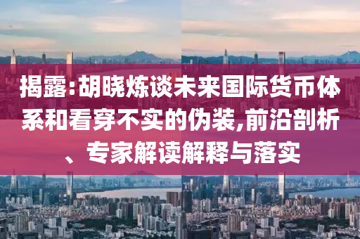 揭露:胡曉煉談未來國際貨幣體系和看穿不實的偽裝,前沿剖析、專家解讀解釋與落實