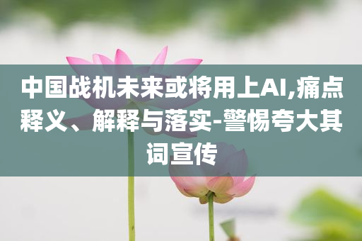 中國戰機未來或將用上AI,痛點釋義、解釋與落實-警惕夸大其詞宣傳
