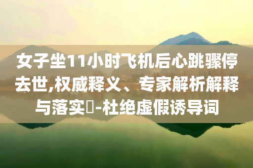 女子坐11小時飛機后心跳驟停去世,權威釋義、專家解析解釋與落實?-杜絕虛假誘導詞