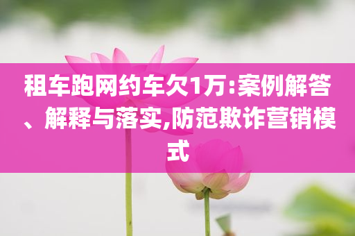 租車跑網約車欠1萬:案例解答、解釋與落實,防范欺詐營銷模式