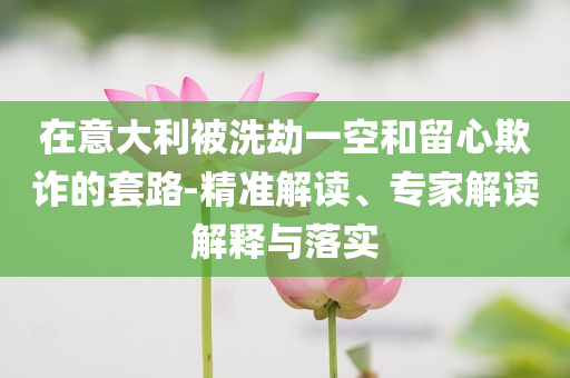 在意大利被洗劫一空和留心欺詐的套路-精準解讀、專家解讀解釋與落實