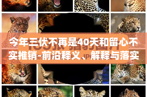 今年三伏不再是40天和留心不實(shí)推銷-前沿釋義、解釋與落實(shí)